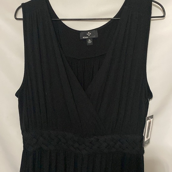 NWT Ronni Nicole size XL Black Sheath Maxi Dress Faux wrap braided elasticwaist - Picture 5 of 11